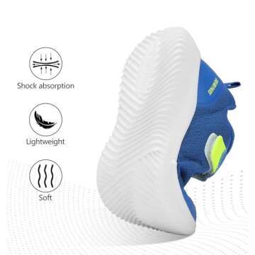 DREAM PAIRS Boys Girls Shoes Kids Tennis EZ-Ons BreezeRunners Running Athletic Walking Sneakers,Size 2 Little Kid,Royal/Blue/Neon,Contact-K