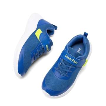 DREAM PAIRS Boys Girls Shoes Kids Tennis EZ-Ons BreezeRunners Running Athletic Walking Sneakers,Size 2 Little Kid,Royal/Blue/Neon,Contact-K