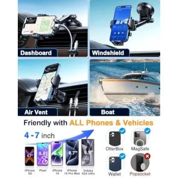 YRU Ultimate Car Phone Holder Mount with Strong Suction and Durability