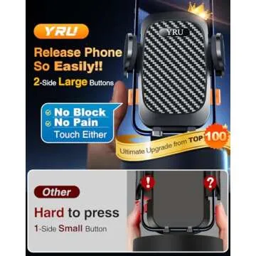 YRU Ultimate Car Phone Holder Mount with Strong Suction and Durability