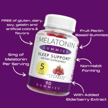 Melatonin Gummies for Kids and Adults - 5mg Sleep Support Aid for Better Sleeping Quality, Great-Tasting, Ideal for Children, Teens, and Adults 90 5 mg Gummy's