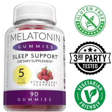 Melatonin Gummies for Kids and Adults - 5mg Sleep Support Aid for Better Sleeping Quality, Great-Tasting, Ideal for Children, Teens, and Adults 90 5 mg Gummy's