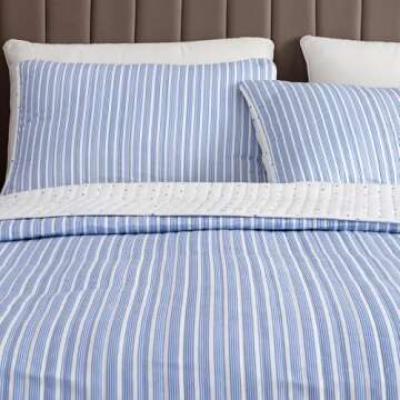 Great Bay Home 3-Piece King Reversible Lightweight Quilt Comforter with 2 Shams | All-Season, Modern...