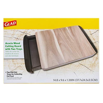 Glad Acacia Wood Cutting Board with Innovative Trays