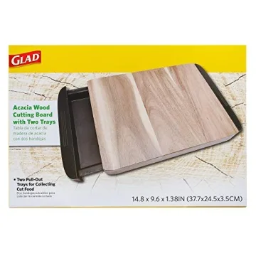 Glad Acacia Wood Cutting Board with Innovative Trays