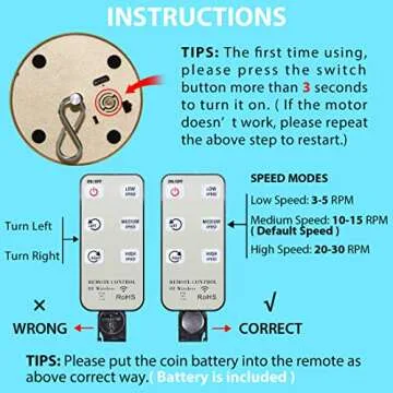 ABXKZ Remote Controlled Disco Ball Motor with Battery