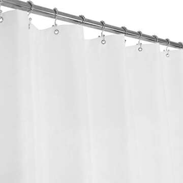N&Y HOME Nylon Hotel Shower Curtain or Liner, Machine Washable, Water Resistant, White, 72 x 72 inches
