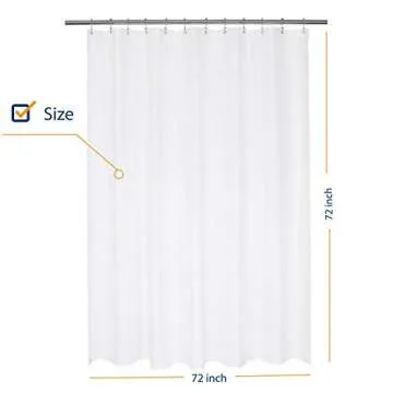 N&Y HOME Nylon Hotel Shower Curtain or Liner, Machine Washable, Water Resistant, White, 72 x 72 inches