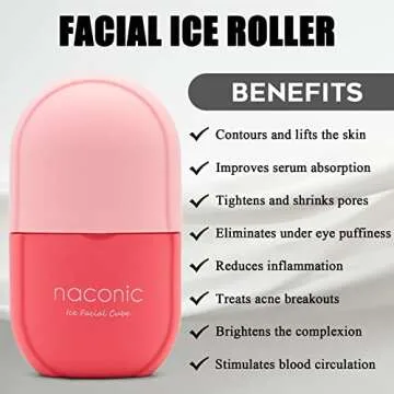 fotoconic Naconic Ice Roller for Face and Eye, Ice Facial Cube, Ice Face Roller Skin Care Tools, Gua Sha Face Massage, Silicone Ice Mold for Face Beauty (Pink)