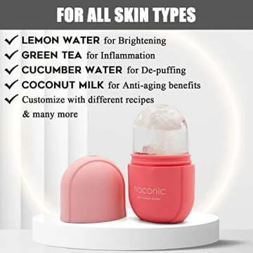 fotoconic Naconic Ice Roller for Face and Eye, Ice Facial Cube, Ice Face Roller Skin Care Tools, Gua Sha Face Massage, Silicone Ice Mold for Face Beauty (Pink)