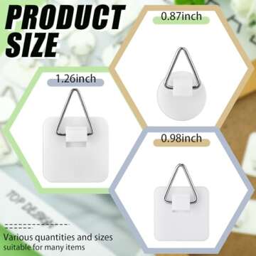 Wenqik 45 Pcs Adhesive Picture Hanger Foamboard Picture Hanging Hooks Without Nails Plastic Sticky P...