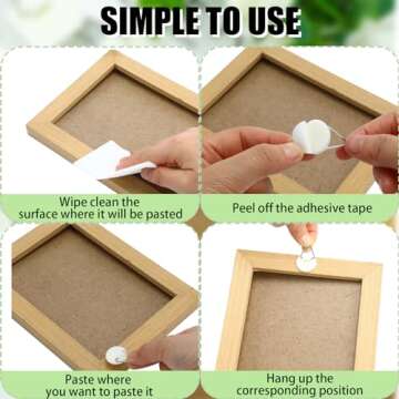 Wenqik 45 Pcs Adhesive Picture Hanger Foamboard Picture Hanging Hooks Without Nails Plastic Sticky Photo Hooks for Home Wall Art Photo Frame Bathroom Closet (Round,Square)