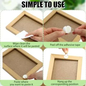 Wenqik 45 Pcs Adhesive Picture Hanger Foamboard Picture Hanging Hooks Without Nails Plastic Sticky Photo Hooks for Home Wall Art Photo Frame Bathroom Closet (Round,Square)