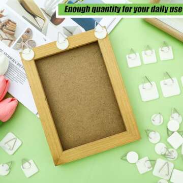 Wenqik 45 Pcs Adhesive Picture Hanger Foamboard Picture Hanging Hooks Without Nails Plastic Sticky Photo Hooks for Home Wall Art Photo Frame Bathroom Closet (Round,Square)