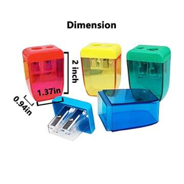 AUSTARK 4Pcs Pencil Sharpeners Manual for Kids Adults, Dual Hole Small Handheld Pencil Sharpener Bul...