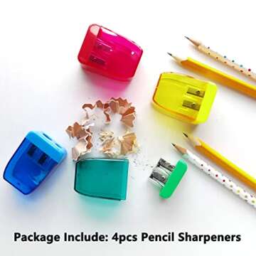 AUSTARK 4Pcs Pencil Sharpeners Manual for Kids Adults, Dual Hole Small Handheld Pencil Sharpener Bulk for Office School Home, Back to School Supplies