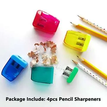 AUSTARK 4Pcs Pencil Sharpeners Manual for Kids Adults, Dual Hole Small Handheld Pencil Sharpener Bulk for Office School Home, Back to School Supplies