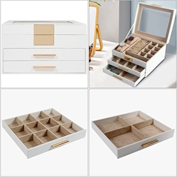 Elegant Jewelry Box with Transparent Lid and 4 Drawers