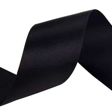 VATIN Solid Color Double Faced Black Satin Ribbon 1-1/2" Wide 50-Yards Long Perfect for Wedding Decor, Crafts, Bow Making, Sewing, Gift Package Wrapping and Other Projects