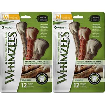 WHIMZEES Natural Grain Free Dental Dog Treats, Brushzees (Medium Size for 25-40 Pound Dogs / 12 Per ...