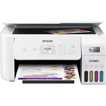 Epson EcoTank ET-2800 Wireless Color All-in-One Supertank Inkjet Printer, White - Print Scan Copy - 10 ppm, 5760 x 1440 dpi, 1.44" LCD Display, Borderless Photo Prints