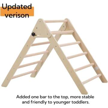 Giant bean Foldable Wooden Climbing Triangle with Sliding Ramp, 3 in 1 Pikler Triangle Climbing Toys for Toddlers, Kids Indoor Climbers & Gym Play Structures for Boys Girls