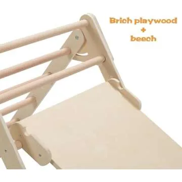 Giant bean Foldable Wooden Climbing Triangle with Sliding Ramp, 3 in 1 Pikler Triangle Climbing Toys for Toddlers, Kids Indoor Climbers & Gym Play Structures for Boys Girls