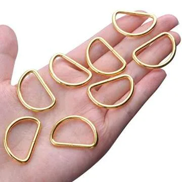 BronaGrand 50 Pack 1" Gold Heavy Duty Metal D Rings for Crafting and Sewing Accessories
