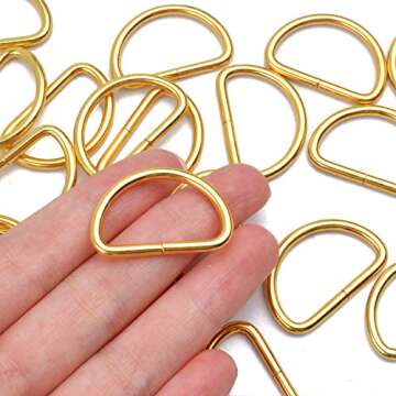 BronaGrand 50 Pieces Gold Metal D Rings for DIY Crafts