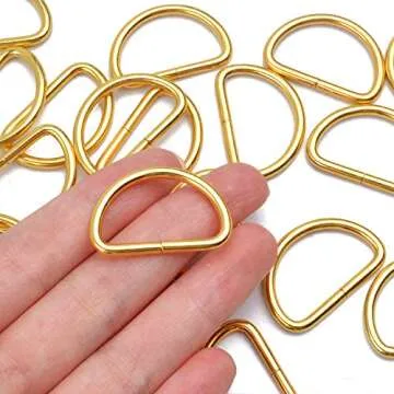 BronaGrand 50 Pieces Gold Metal D Rings for DIY Crafts