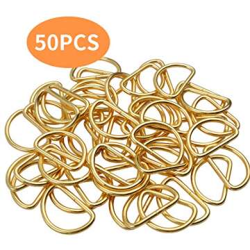 BronaGrand 50 Pieces Gold Metal D Rings for DIY Crafts
