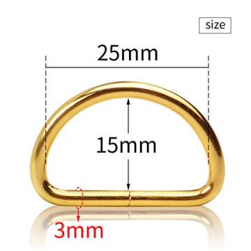 BronaGrand 50 Pieces Gold Metal D Rings for DIY Crafts