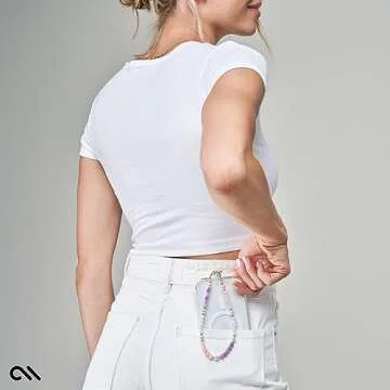 Case-Mate Phone Charm with Beaded Pearls and Gold - Detachable Anti Theft Strap - Hands-Free iPhone Wrist Strap for Women - Phone Chain Wristlet forGalaxy, Google Pixel and More - Sugar Rush