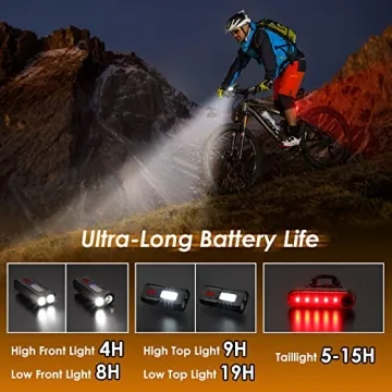 BOBKID USB Rechargeable Bike Lights Set - 3000LM