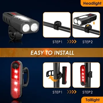 BOBKID USB Rechargeable Bike Lights Set - 3000LM