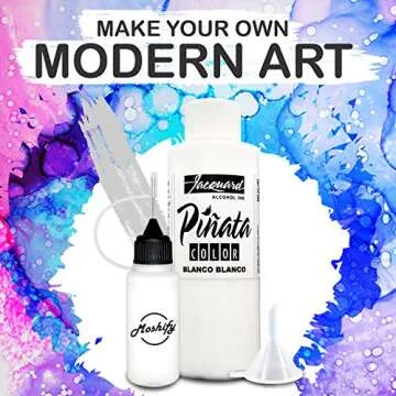 Jacquard Pinata White Alcohol Ink Made in USA - Blanco Blanco Color 4fl oz - Works Great with Resin and Yupo - Pinata Alcohol Inks - White Ink Bundled with Moshify 20 mL Applicator Bottle