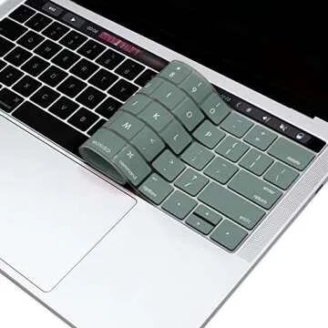 MOSISO Keyboard Cover Compatible with MacBook Pro with Touch Bar 13 and 15 inch 2019 2018 2017 2016 (Model: A2159, A1989, A1990, A1706, A1707), Silicone Skin Protector, Midnight Green