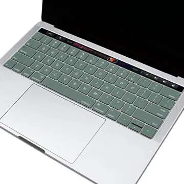 MOSISO Keyboard Cover Compatible with MacBook Pro with Touch Bar 13 and 15 inch 2019 2018 2017 2016 (Model: A2159, A1989, A1990, A1706, A1707), Silicone Skin Protector, Midnight Green