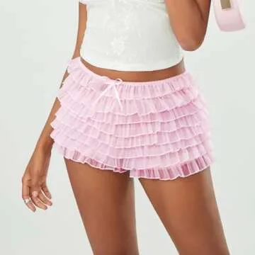 Stylish Nituyy Lolita Lace Ruffled Bloomers Shorts for Women