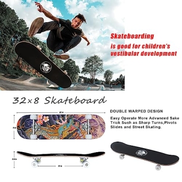 BIU 32'' Beginner Skateboard Canadian Maple Red Design