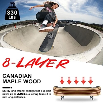 BIU 32'' Beginner Skateboard Canadian Maple Red Design