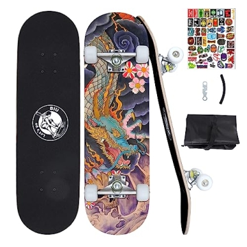 BIU 32'' Beginner Skateboard Canadian Maple Red Design