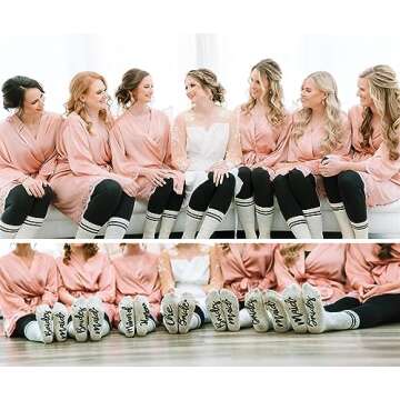 PAIXUN Women Personalized Bride Maid Of Honor Bridesmaid Wedding Gift Socks Bridal Party Custom Sock...