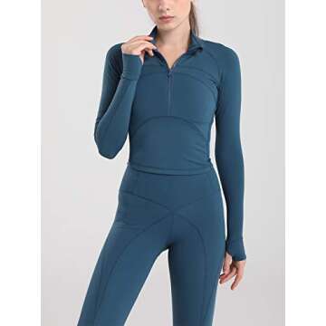 Vsaiddt Women's Athletic Half Zip Sweatshirt Lightweight Quick Dry Workout Yoga Running Crop Tops ?...