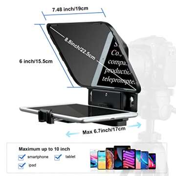Desview T3 Teleprompter, Teleprompter with Remote Control, Work with iPad/Tablet/Smartphone up to 11...