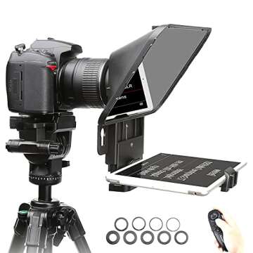 Desview T3 Teleprompter, Teleprompter with Remote Control, Work with iPad/Tablet/Smartphone up to 11 inch, 8 inch High Display Mirror, Support Wide Angle Lens, Great Partner for Live Streaming