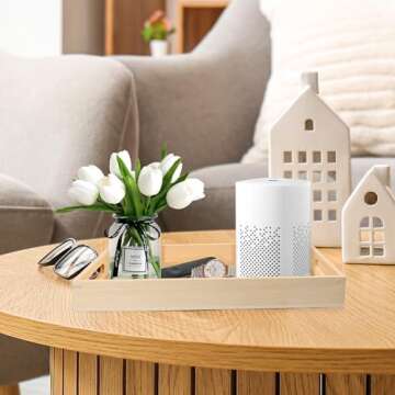 LotFancy Wooden Nested Serving Trays, Set of 5, Unfinished Natural Wood Trays with Handles, for Craft and Decor, Food Organizer for Breakfast, Lunch, Dinner