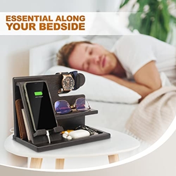 TESLYAR Wood Phone Docking Station Organizer & Charging Stand