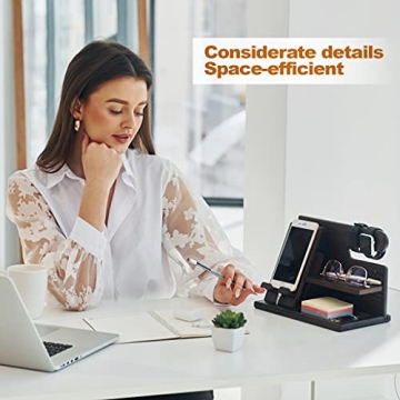 TESLYAR Wood Phone Docking Station Organizer & Charging Stand