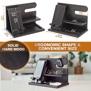 TESLYAR Wood Phone Docking Station Organizer & Charging Stand